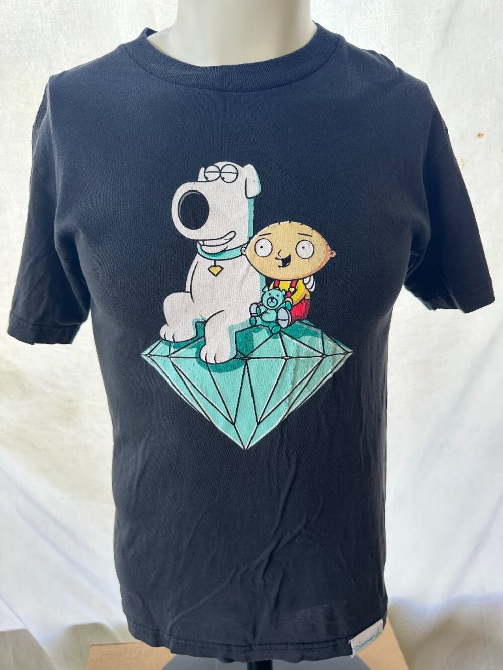 Family Guy x Diamond Supply Co. Men's Black T Shirt Small Peter Griffin Lois Gri